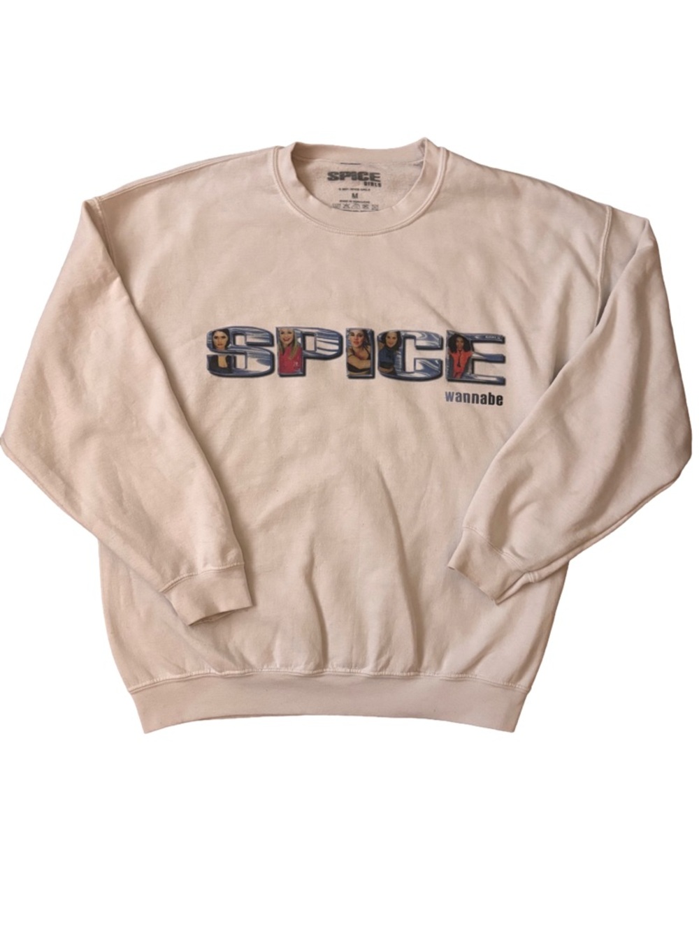 Spice Girls Women’s Wannabe Graphic Logo Pullover White Sweatshirt Size M